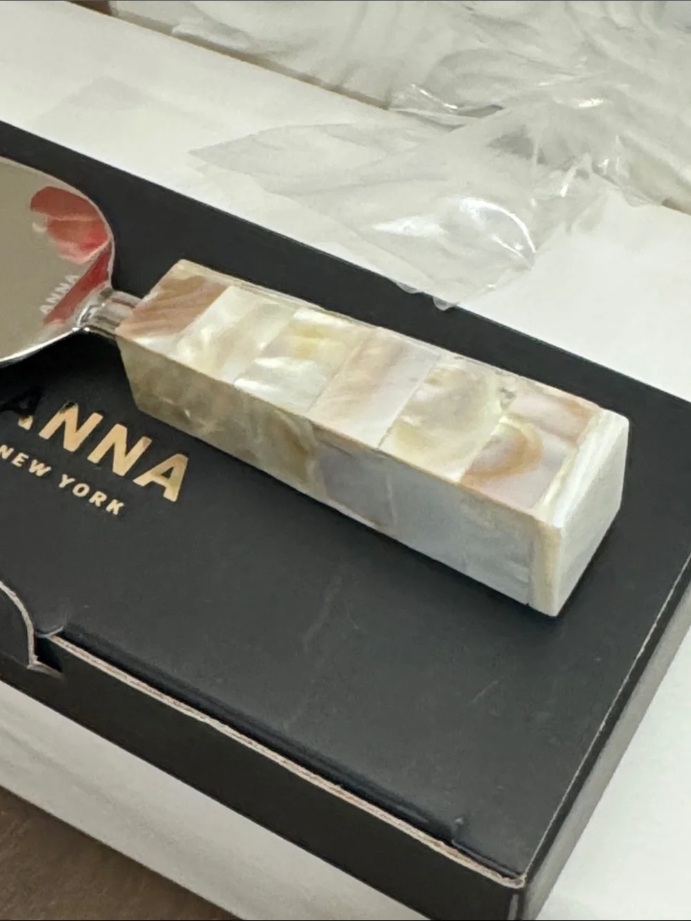 #243 ANNA Mother of Pearl Handle Cheese Knives - Set of 2 - NEW IN BOX